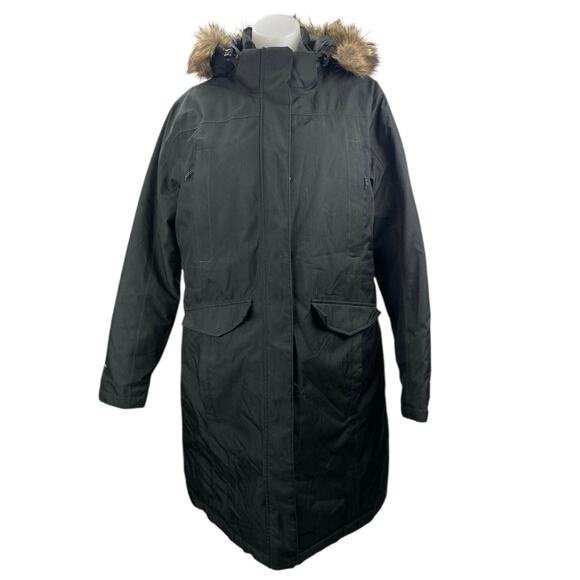 Eddie Bauer Women's Black Insulated Hooded Faux Fur Parka Long Jacket Size XL - Picture 1 of 5